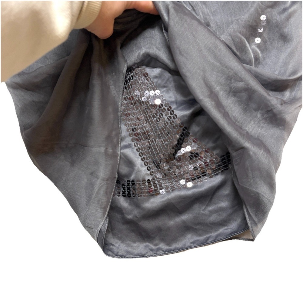 NWT The Limited One Shoulder Top Womens Gray Sequin Whimsigoth Retro Y2K Size XS - Picture 9 of 12
